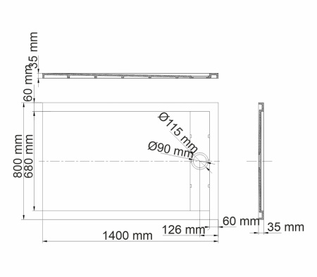 Душевой поддон (140х80) WasserKRAFT Wiese 84T35