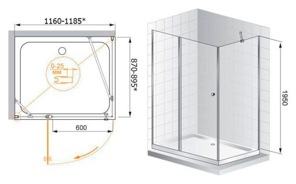 Душевая дверь Cezares Triumph TRIUMPH-D-90-P-Cr