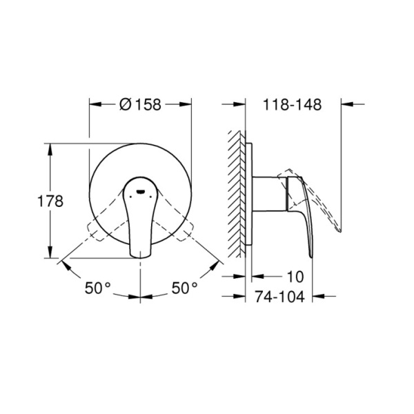 Смеситель однорычажный для душа Grohe Eurosmart New 24042 003 (24042003) хром Смеситель однорычажный для душа Grohe Eurosmart New 24042 003 (24042003) хром