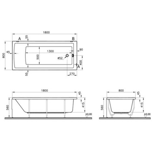 Акриловая ванна Vitra Neon (180x80) 55840001000 Акриловая ванна Vitra Neon (180x80) 55840001000