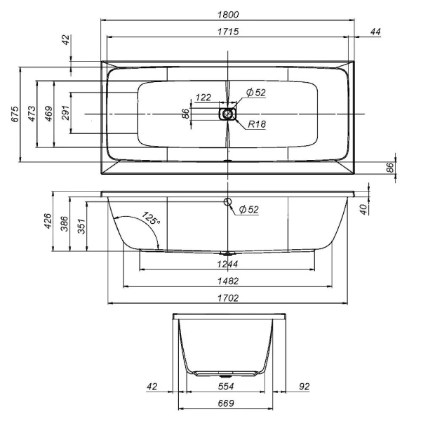 Акриловая ванна (180х80) Am.Pm Func W84A-180-080W-A белый