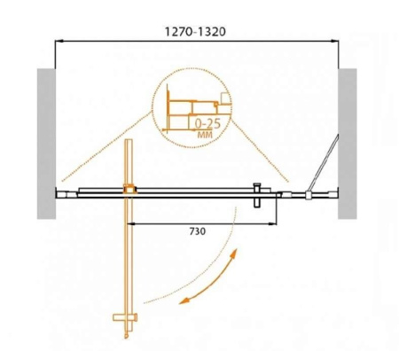 Душевая дверь (130х195) CEZARES MOLVENO MOLVENO-BA-11-100+30-C-Cr-IV