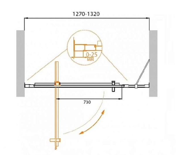 Душевая дверь (130х195) CEZARES MOLVENO MOLVENO-BA-11-100+30-C-Cr-IV