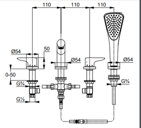 Смеситель на борт ванны Kludi Objekta 324250575