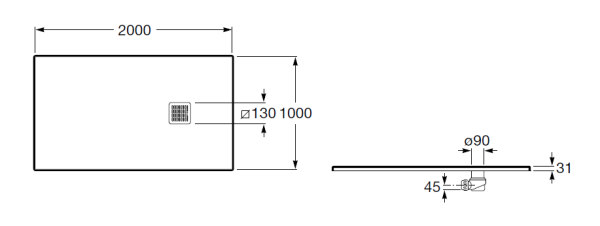 Душевой поддон Roca Terran 200x100 черный AP1017D03E801400