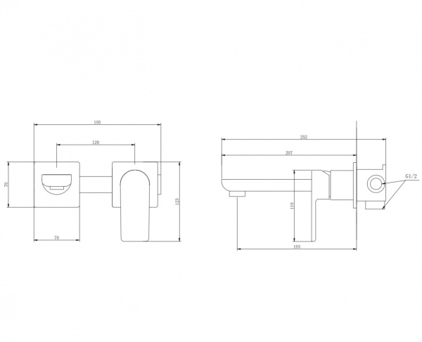 Смеситель ABBER Weiss Insel AF8082B для раковины скрытого монтажа, черный матовый