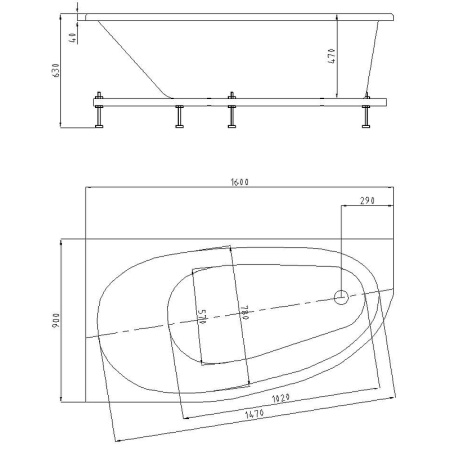 Акриловая ванна Aquatek Дива 160x90 DIV160-0000002 правая