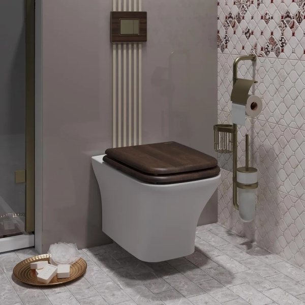 Унитаз подвесной безободковый Opadiris Кантара OS74712A сиденье антикварный орех