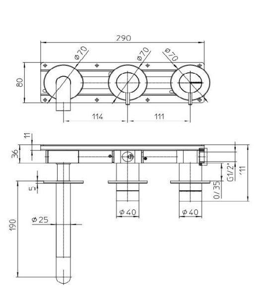 Встраиваемая часть смесителя для душа и ванны Bossini Nobu INZ211000