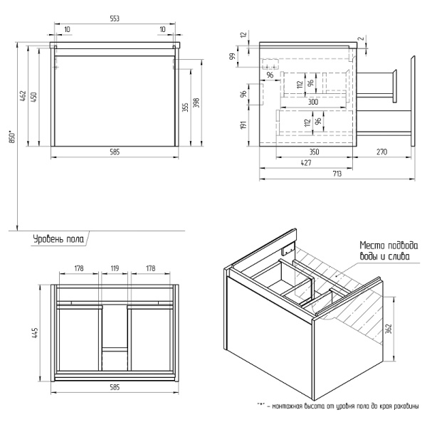 Тумба под раковину Cersanit Grande 64302 зеленый