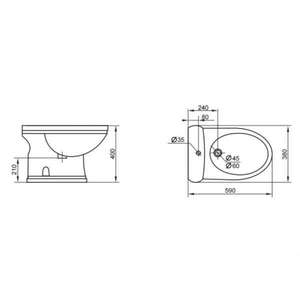 Биде напольное Cezares Primo CZR-621-T