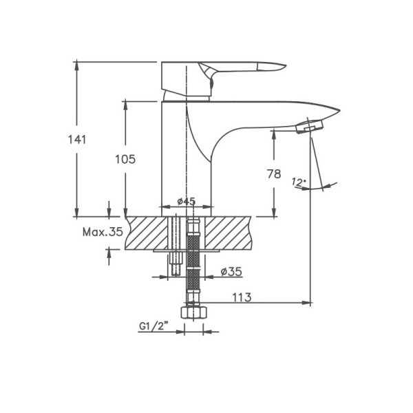 Смеситель для раковины Cron CN10095 Смеситель для раковины Cron CN10095