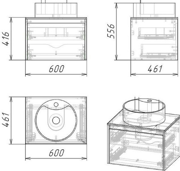 Тумба подвесная Grossman СМАРТ-60 см  106009 веллигтон/графит