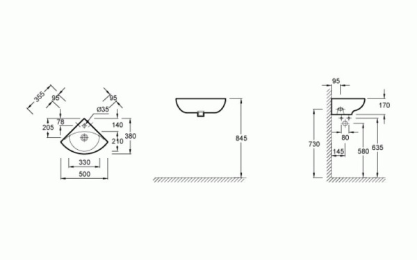 Раковина угловая Jacob Delafon Patio E4149-00 Раковина угловая Jacob Delafon Patio E4149-00
