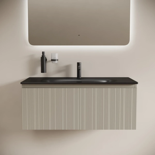 Тумба без раковины подвесная Sancos Code CD100GP серая платина матовый