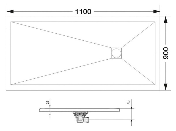 Душевой поддон 90х110х2,5 RGW ST-119W 14152911-01