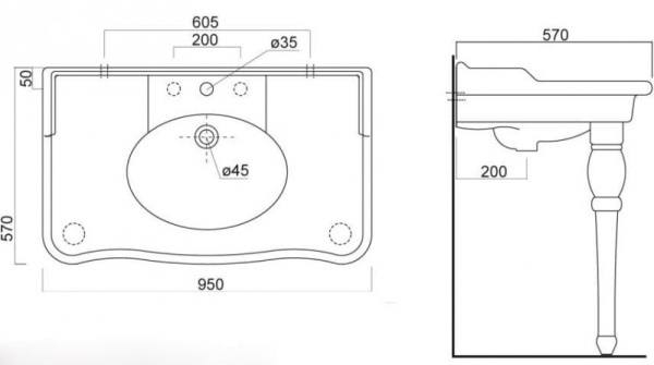 Раковина Cielo Windsor WINCON95B