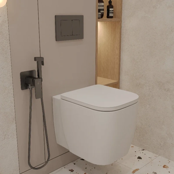 Подвесной унитаз безободковый смыв торнадо Oliveeka OL-G1, с сиденьем микролифт