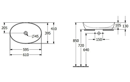 Раковина накладная (61х41) Villeroy & Boch Artis 41986101