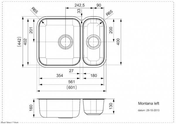 Мойка кухонная Reginox Montana U Left 43518