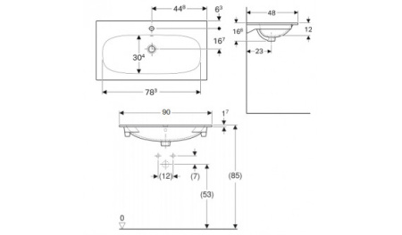Раковина накладаня (90х48) Geberit Acanto 500.642.01.2