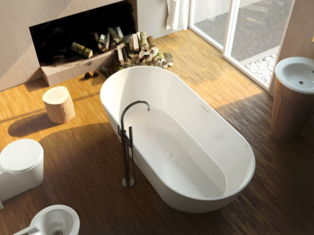 Ванна из литого мрамора ALPEN Palermo 150 в комплекте с сифоном PAL-150M