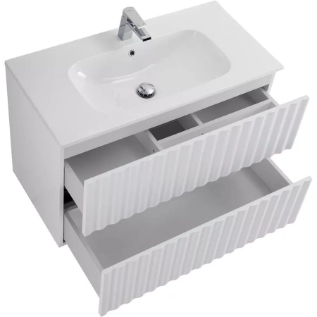 База под раковину Art&Max Еlegant AM-ELEGANT-800-2C-SO-BL-LED-P Белый глянец