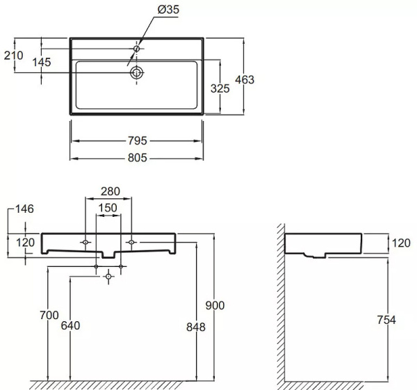 Раковина встраиваемая сверху (80х46) Jacob Delafon Vivienne EXBI112-00 глянцевая