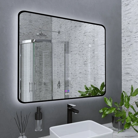 Зеркало (100х80) Grossman ELEGANS-норма BLACK 17100802 LED с сенсорным выключателем и подогревом