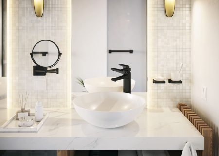 Смеситель для раковины с донным клапаном Push-Open Hansgrohe Metropol 32512670 черный матовый