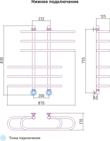 Полотенцесушитель водяной Сунержа Фурор 00-0108-8090