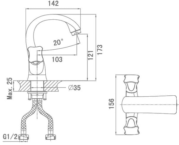 Смеситель для раковины D&K Hessen Grimm (DA1382101)