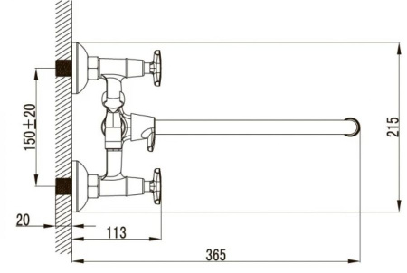 Смеситель для ванны с душем KAISER Crystal (28155)