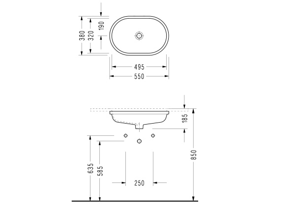 Раковина встраиваемая снизу (49,5х32) Serel 571