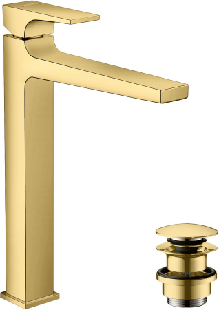 Смеситель для раковины с донным клапаном Push-Open Hansgrohe Metropol 32512990 полированное золото