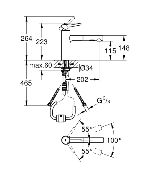 Смеситель однорычажный для мойки Grohe Concetto 30273 DC1 (30273DC1) суперсталь