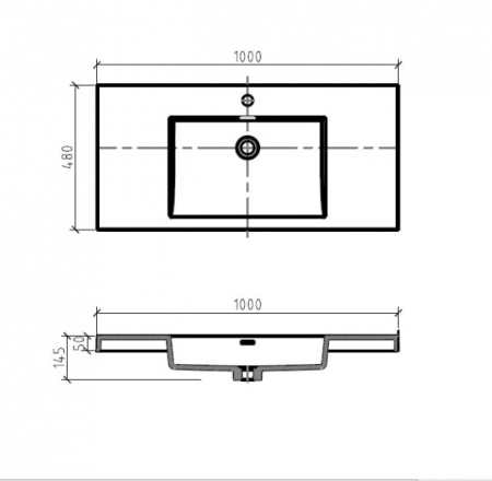 Раковина из искусственного (100х48) мрамора BelBagno LUCE BB1000AB