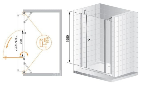 Душевая дверь Cezares Triumph TRIUMPH-D-60/60-P-Cr