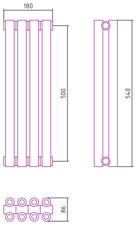 Полотенцесушитель Водяной Сунержа Эстет-00 (50х18) 4 секции Матовое Золото 032-0332-5004