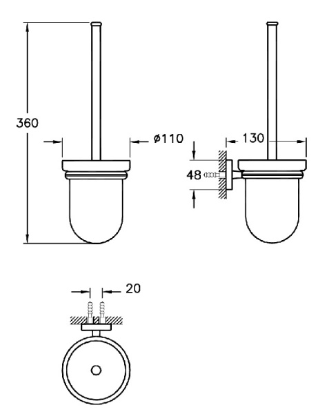 Ёршик для унитаза Vitra Q-Line A44999, хром 