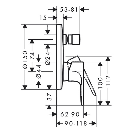 Смеситель для ванны Hansgrohe Rebris E 72469670