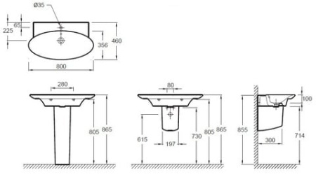 Раковина-столешница (86х46) Jacob Delafon Presquile E4437-00