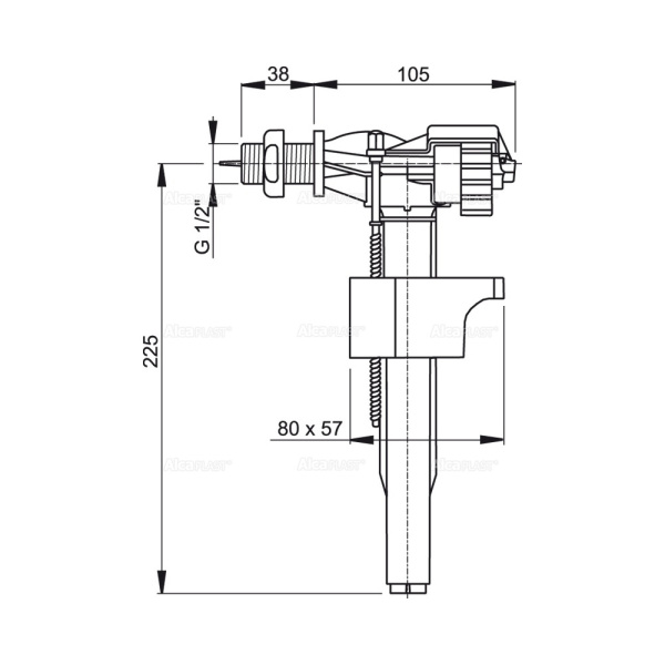 Впускной механизм с боковой подводкой Alcaplast A15-1/2"