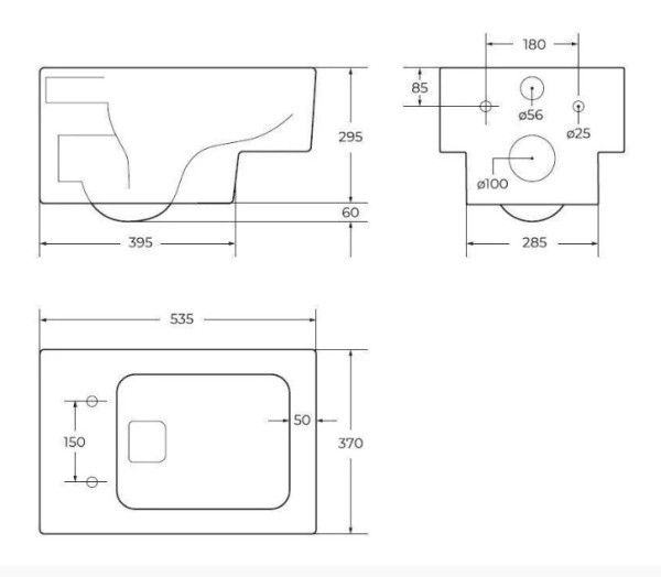 Унитаз подвесной безободковый Cezares Cadro CZR-5826-CHR