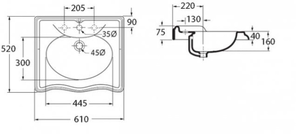 Раковина Azzurra Jubilaeum JUB200/60M bi*1