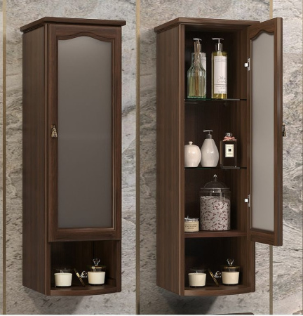 Шкаф Opadiris Риспекто подвесной, одностворчатый, цвет орех антикварный, правый, с матовым стеклом 00-00006083