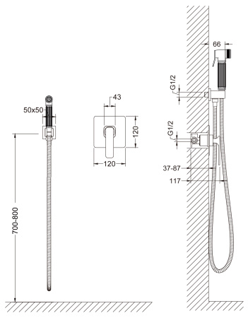 Смеситель встроенный с гигиеническим душем Timo Torne 4389/17SM золото матовое
