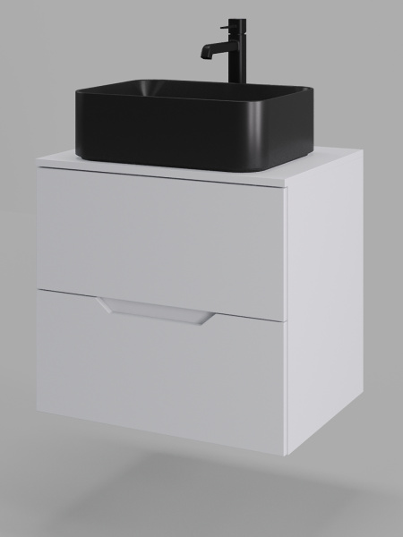 Тумба с раковиной подвесная 60 см Orange Line Li-60TuwMDF+B02-460MB белый/черный