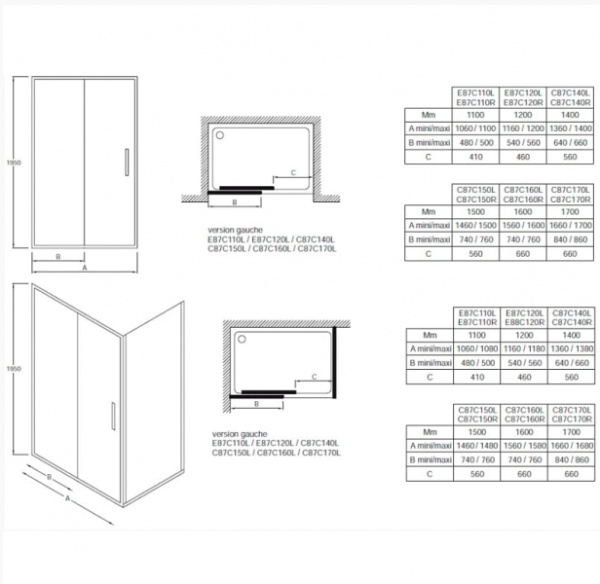 Душевая дверь Jacob Delafon Torsion E87C160BL-GA