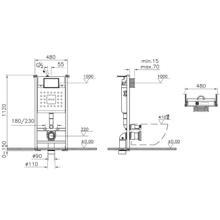 Инсталляция с унитазом Vitra Zentrum Round 9879B003-7200